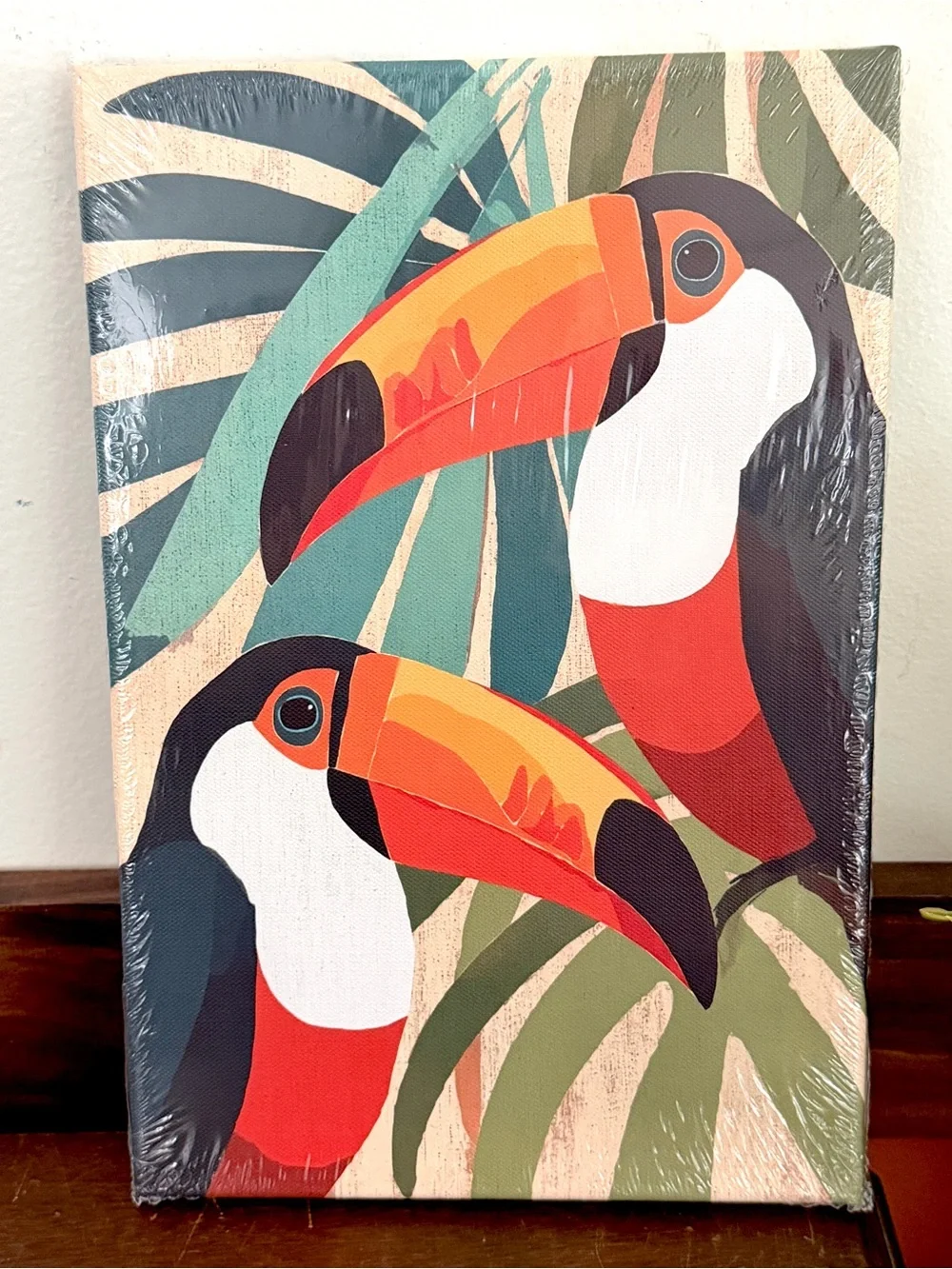 Tropical Toucan Bird Canvas Art Print Colorful Boho Maximalist Wall Decor 8x12”